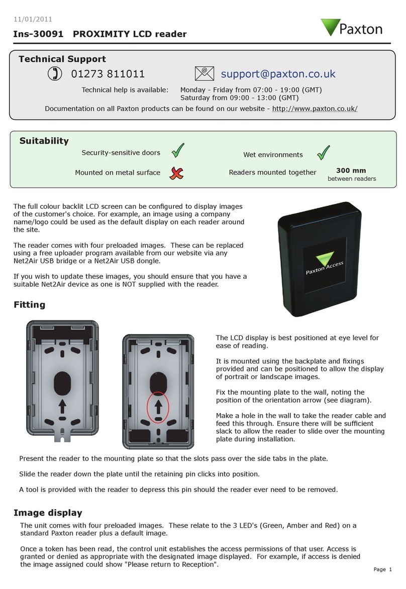 Paxton PROXIMITY LCD Ins-30091 User manual Paxton PROXIMITY LCD Ins-30091 User manual