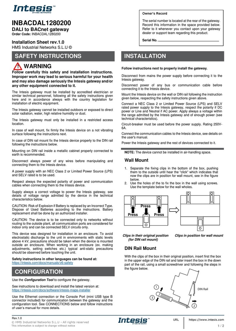 HMS Networks Intesis INBACDAL1280200 Installation sheet