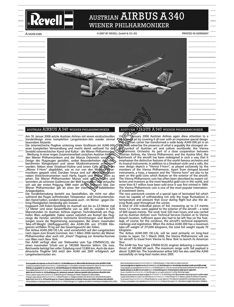 REVELL Austrian Airbus A340 Wiener Philharmoniker User manual