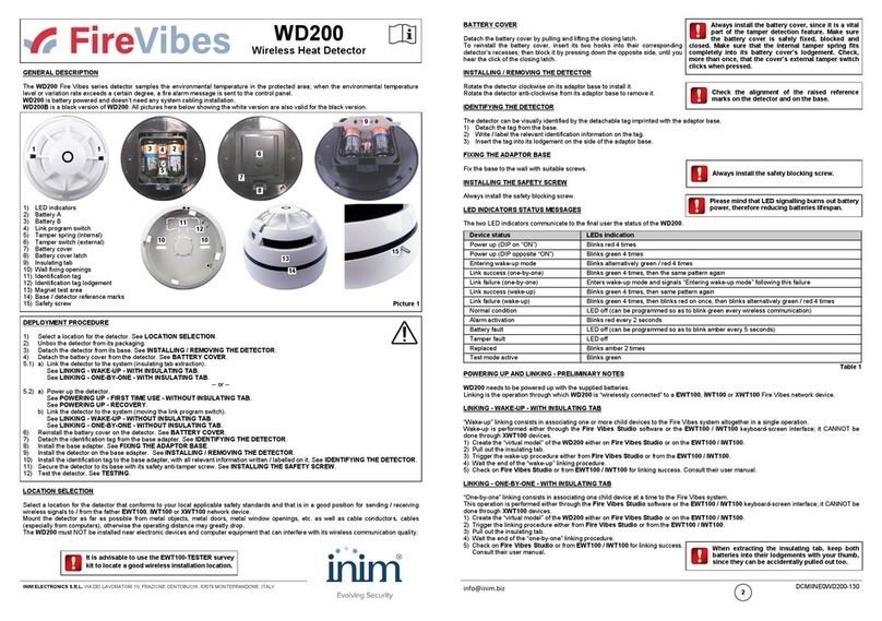 INIM FireVibes WD200 manual