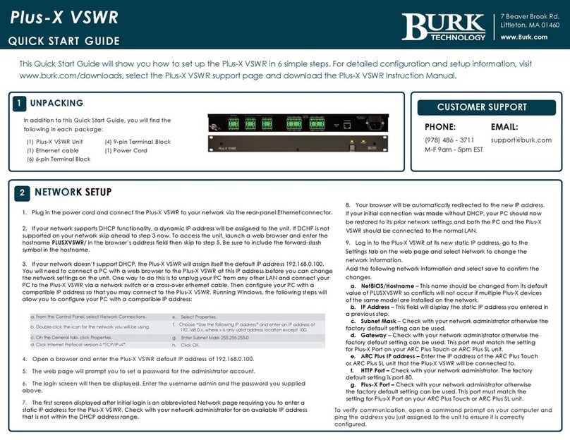 BURK Technology Plus-X VSWR quick start guide