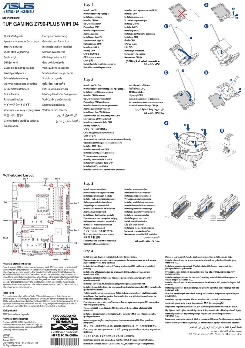 Asus TUF GAMING Z790-PLUS WIFI D4 quick start guide