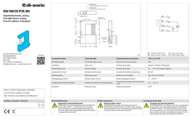 Di-soric OGU 050/20 IP3K-IBS quick start guide