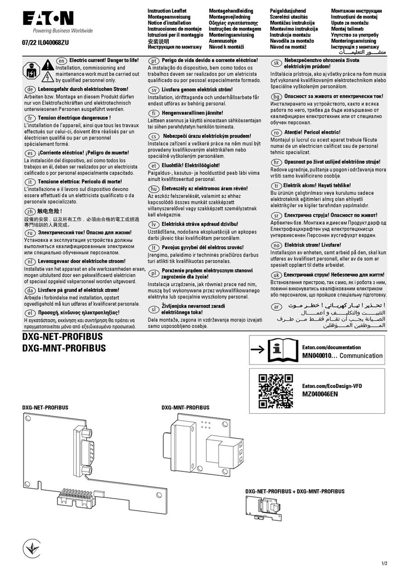 Eaton DXG-NET-PROFIBUS Instruction leaflet