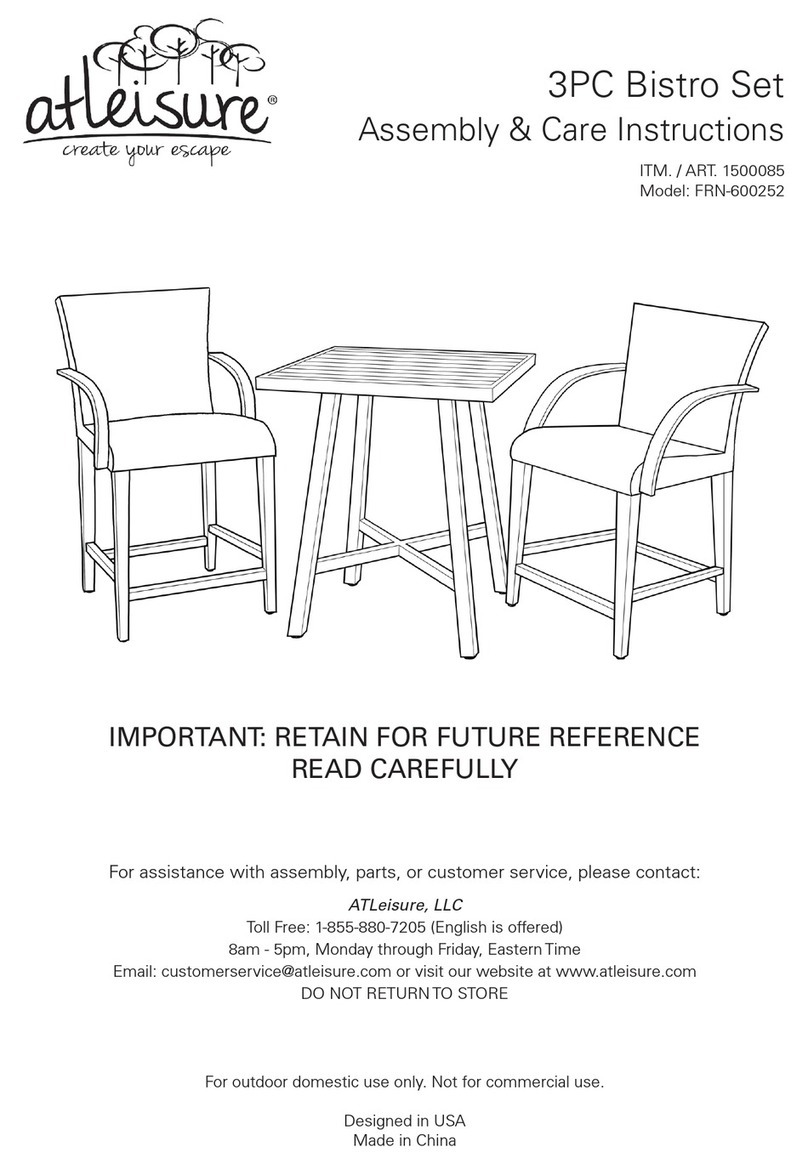 Atleisure RN-600252 Assembly & care instructions Atleisure RN-600252 Assembly & care instructions