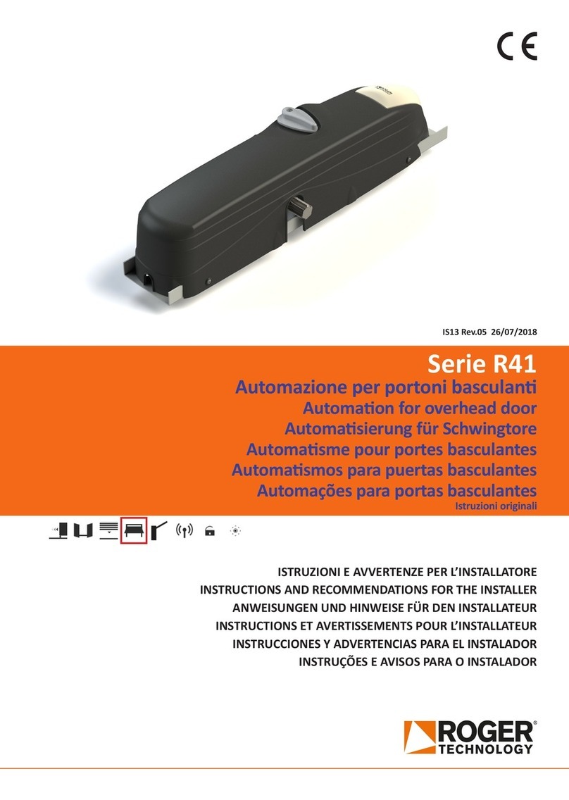 Roger Technology R41 Series INSTRUCTIONS AND RECOMMENDATIONS FOR THE INSTALLER Roger Technology R41 Series INSTRUCTIONS AND RECOMMENDATIONS FOR THE INSTALLER