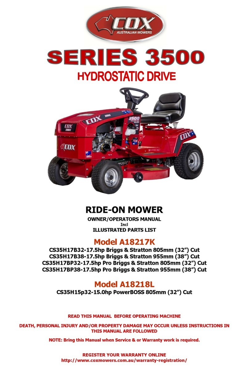 COX 3500 Series Owner/operator's manual & parts list