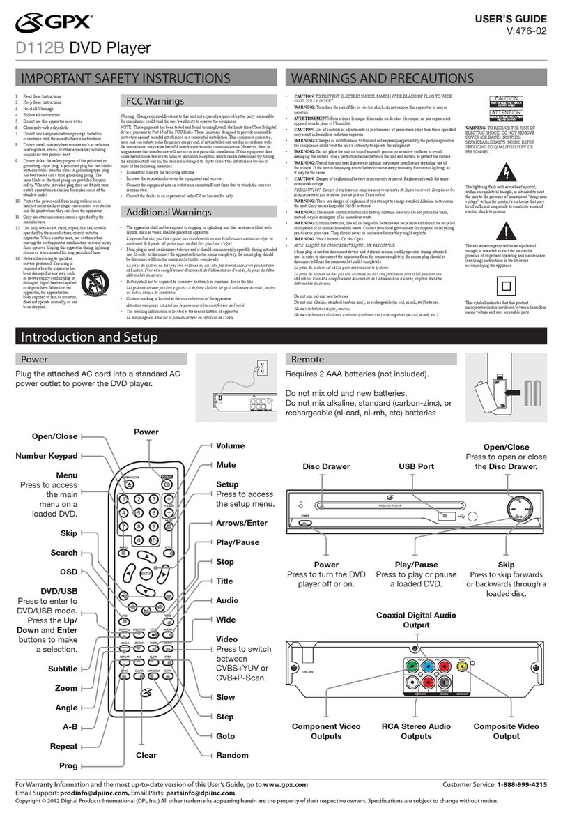 GPX D112B User manual
