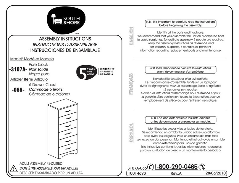 SouthShore 3107A-066 Series Assembly instructions SouthShore 3107A-066 Series Assembly instructions