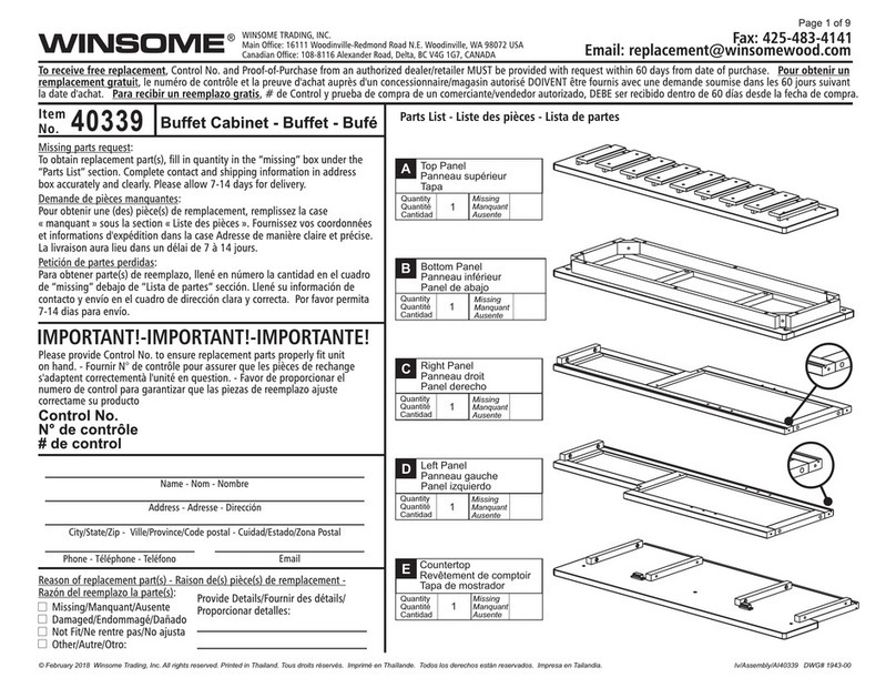 Winsome 40339 manual