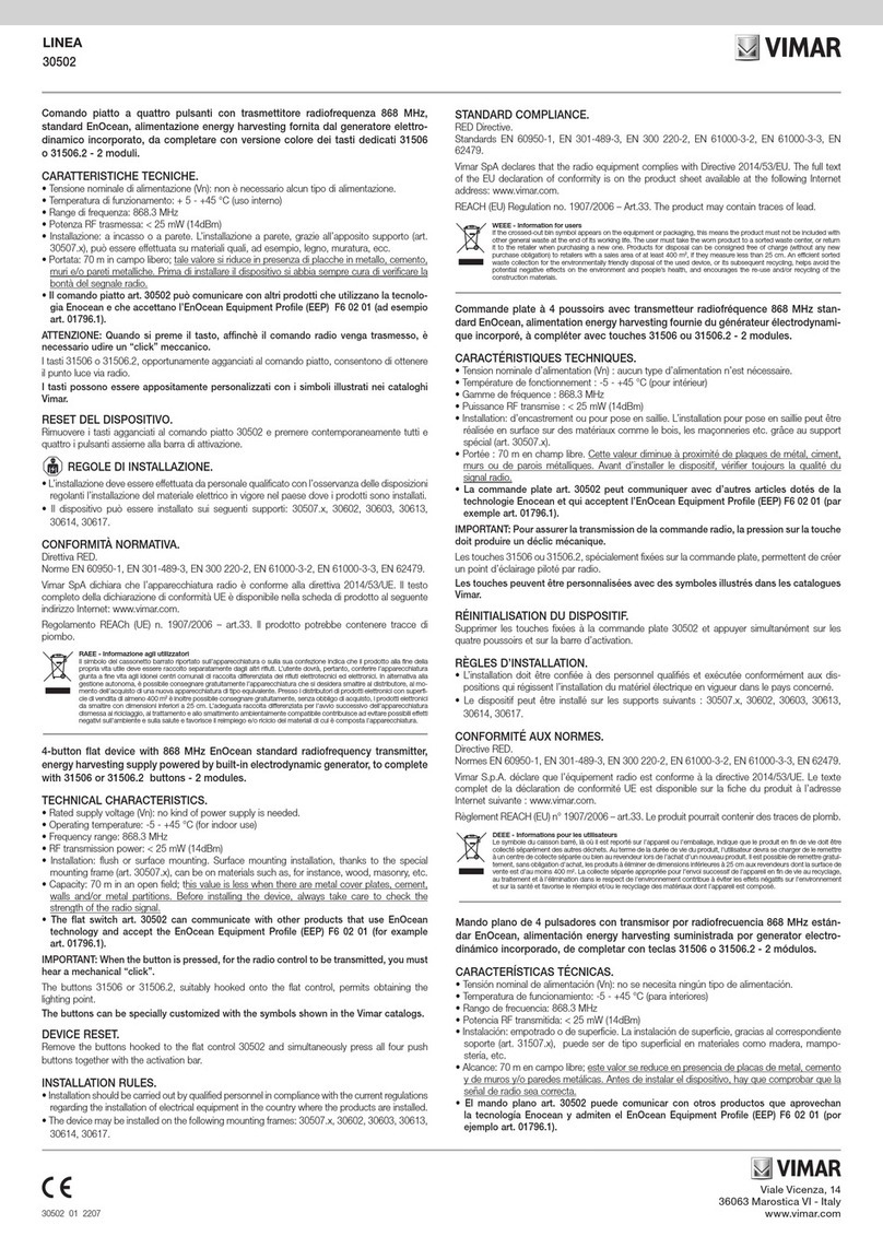 Vimar LINEA 30502 User manual