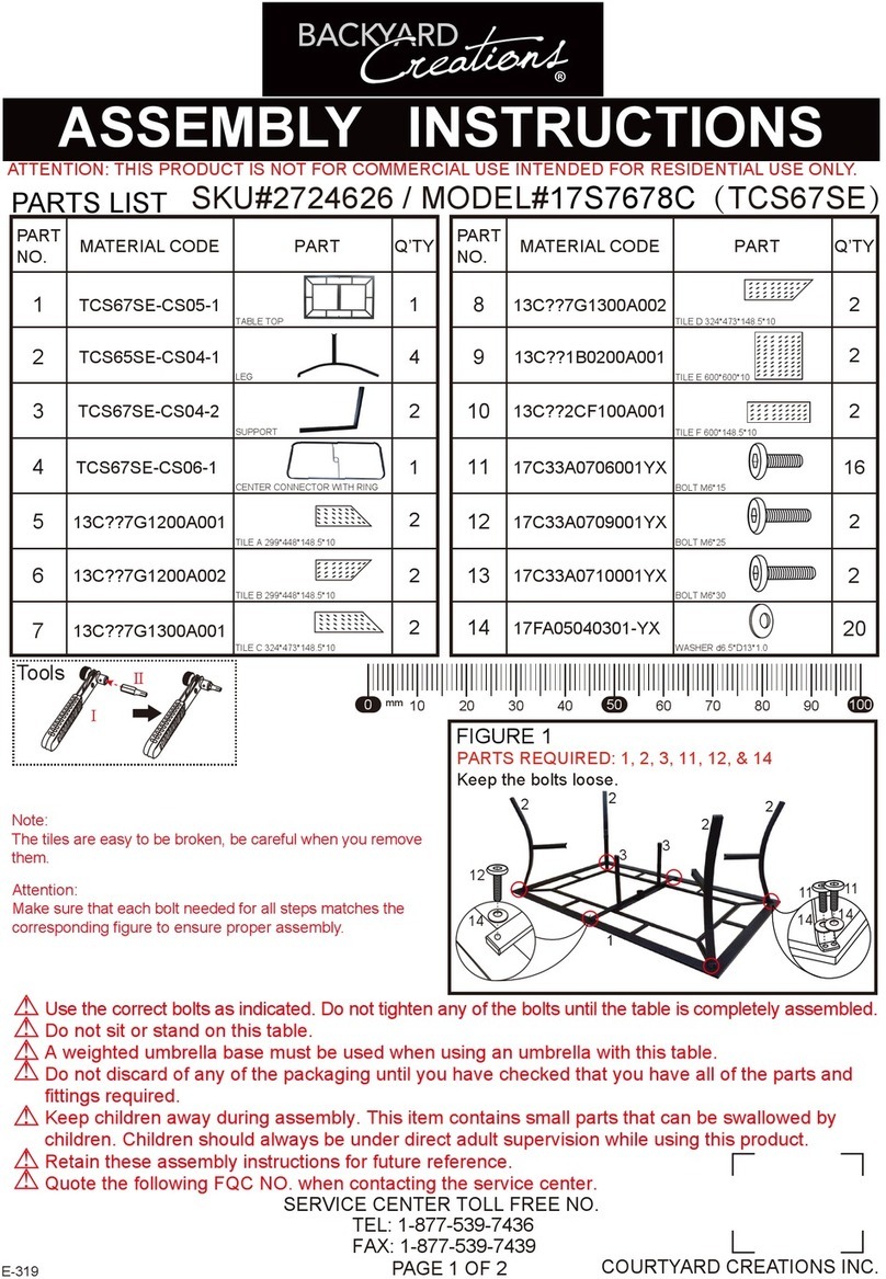 Backyard Creations 17S7678C Assembly instructions