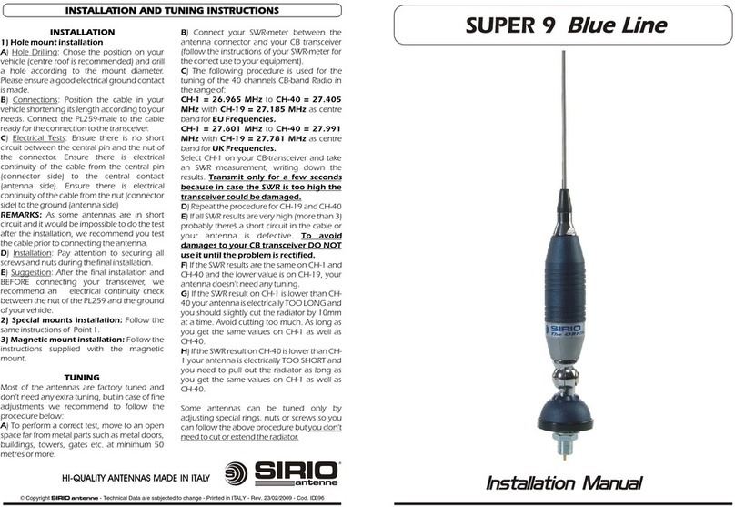 Sirio Antenne SUPER 9 Blue Line installation manual