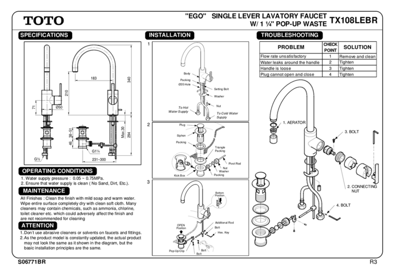 Toto EGO TX108LEBR quick start guide