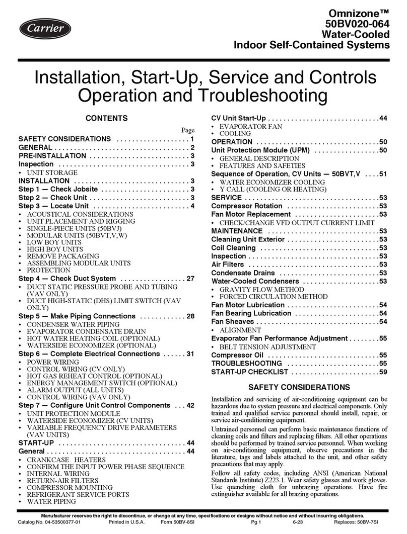 Carrier OMNIZONE 50BV020-064 Installation, Start-Up, Service and Controls Operation and Troubleshooting