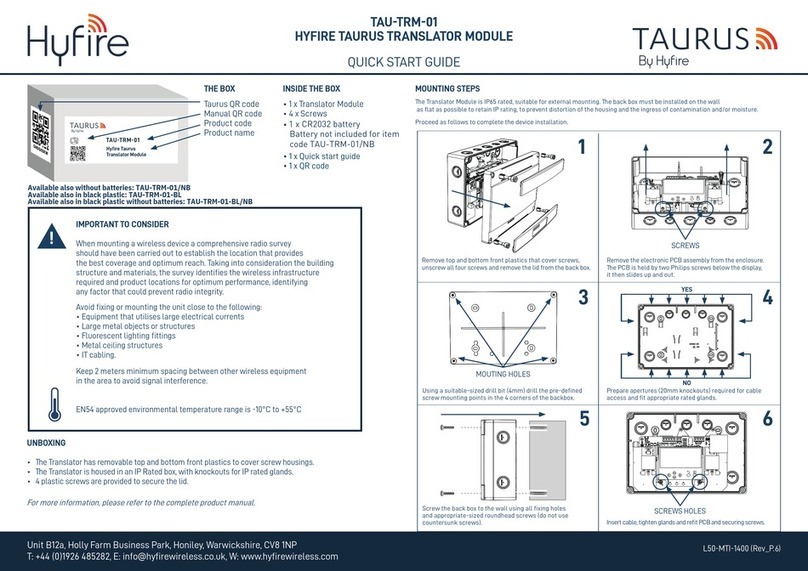 hyfire TAURUS TAU-TRM-01 quick start guide
