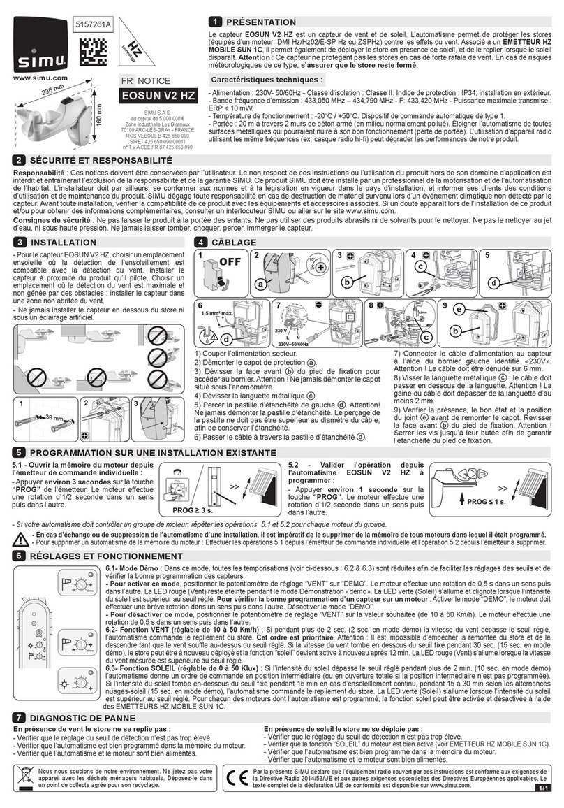 Simu EOSUN V2 HZ instructions