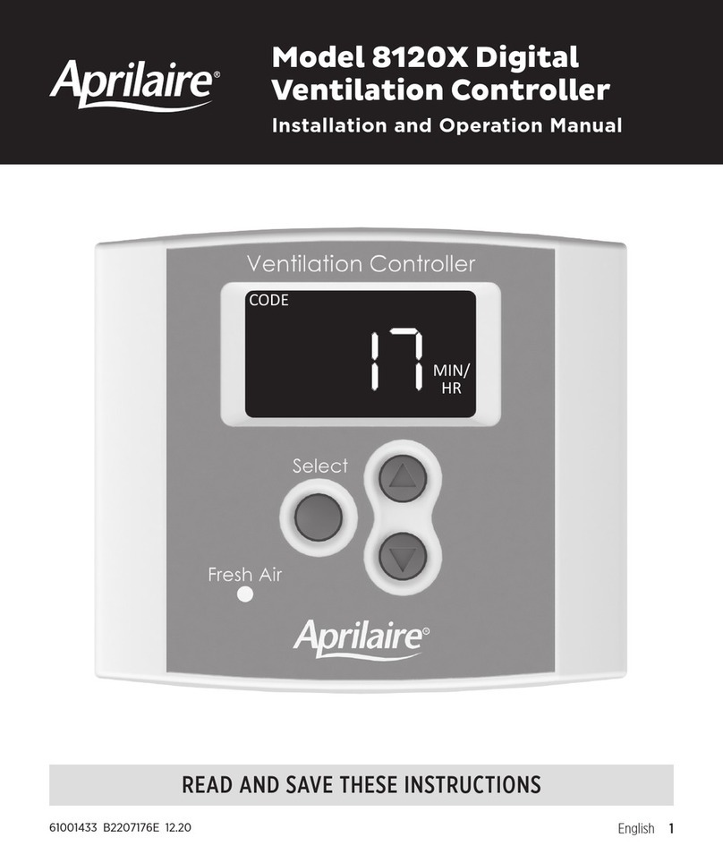 Aprilaire 8120 Installation and operation manual Aprilaire 8120 Installation and operation manual