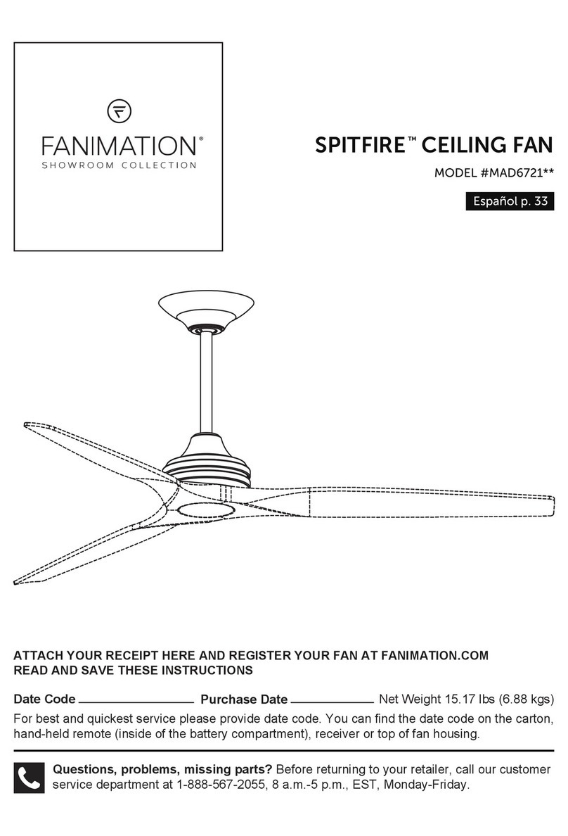 Fanimation SPITFIRE MAD6721 Series User manual