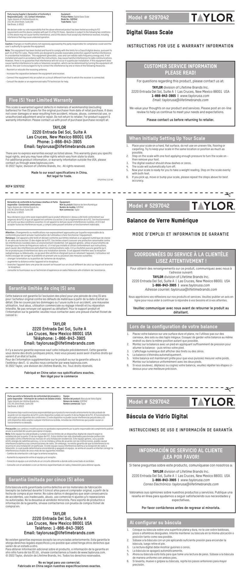 Taylor 5297042 Instruction Manual