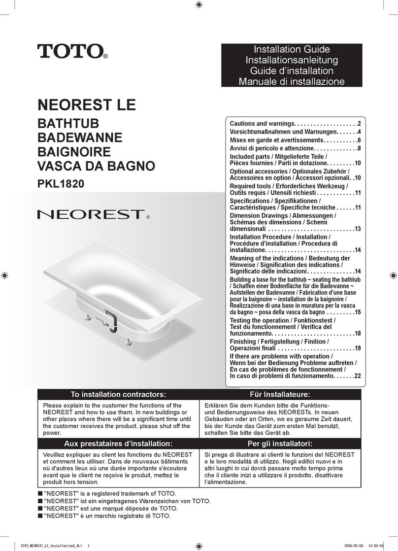 Toto NEOREST LE PKL 1820 installation guide Toto NEOREST LE PKL 1820 installation guide