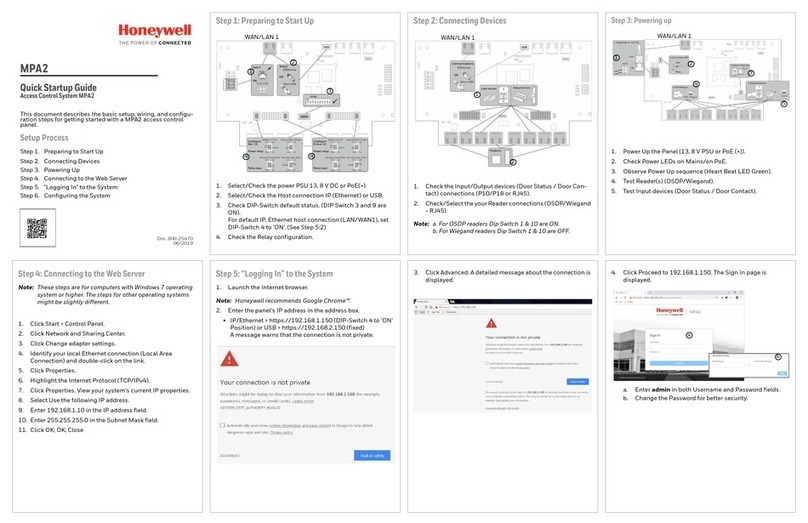 Honeywell MPA2 Quick start up guide
