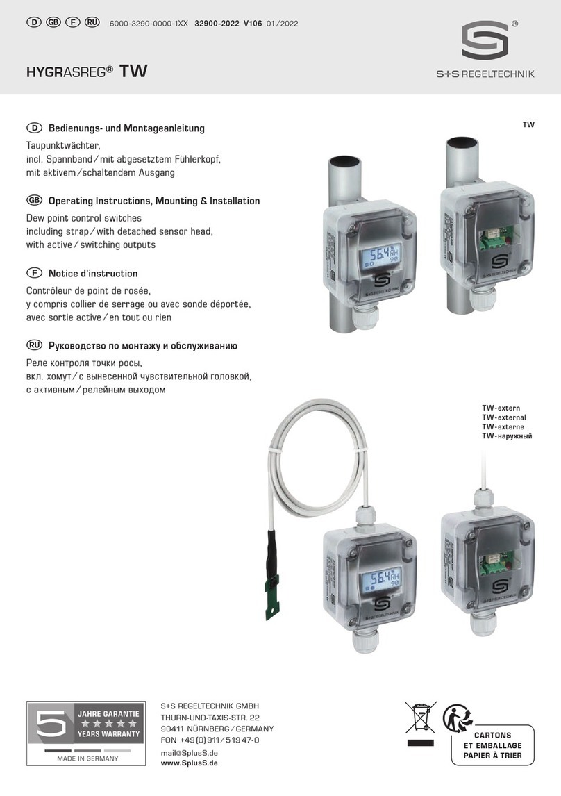 S+S Regeltechnik HYGRASREG TW-external Operating Instructions, Mounting & Installation