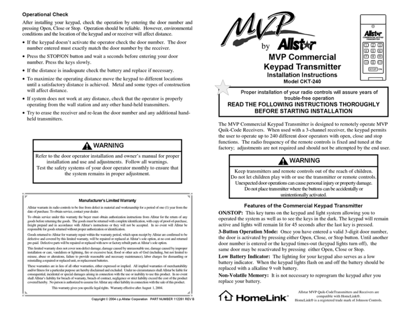 Allstar Products Group MVP CKT-240 installation instructions