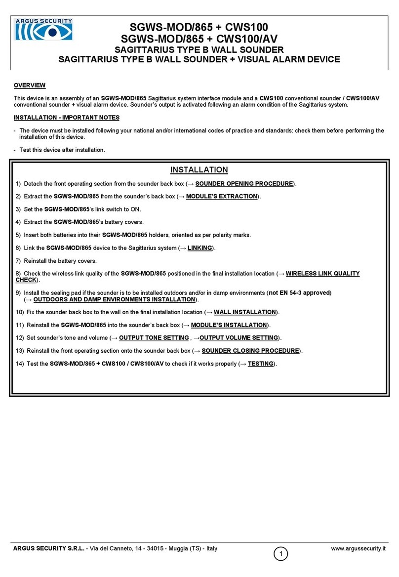 Argus Security SGWS-MOD/865 User manual Argus Security SGWS-MOD/865 User manual
