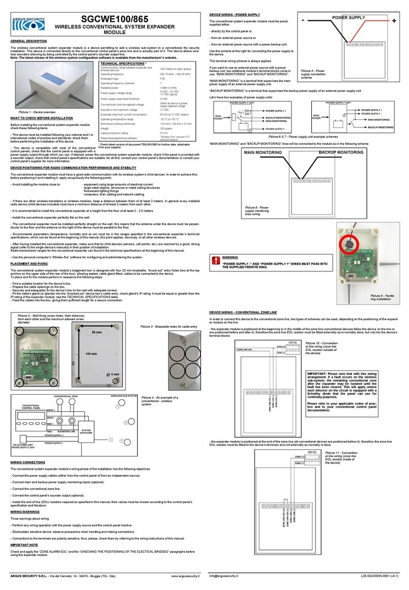Argus Security SGCWE100/865 manual