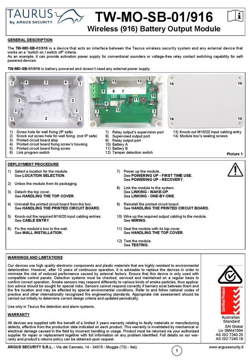 Argus Security Taurus TW-MO-SB-01/916 User manual