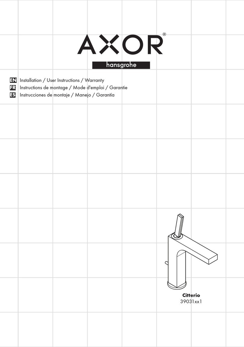 Hans Grohe Axor Citterio 39031 1 Series Installation/User Instructions/Warranty