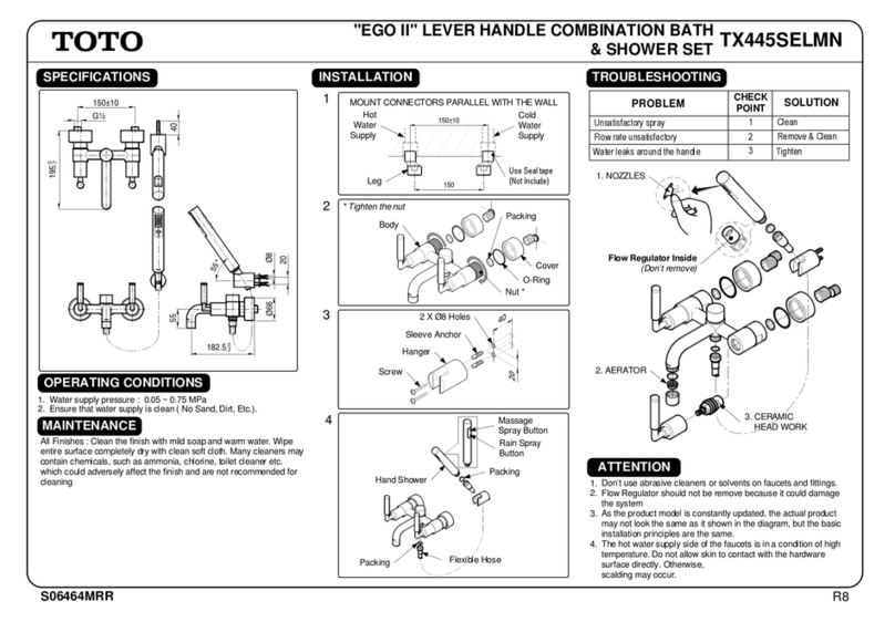 Toto EGO II TX445SELMN quick start guide Toto EGO II TX445SELMN quick start guide