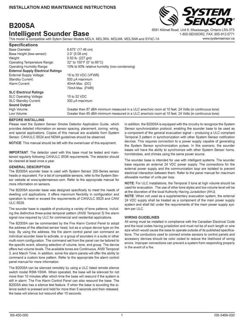 System Sensor B200SA User manual