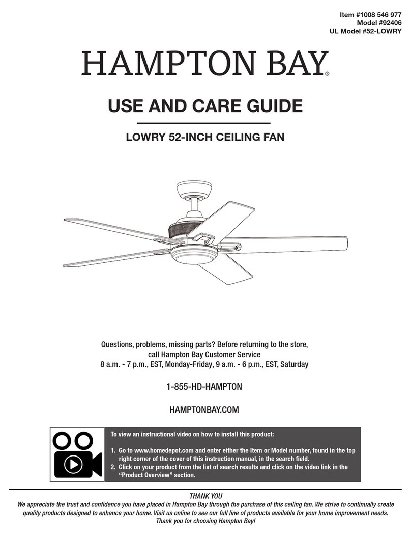 HAMPTON BAY LOWRY 52-LOWRY Use and care guide