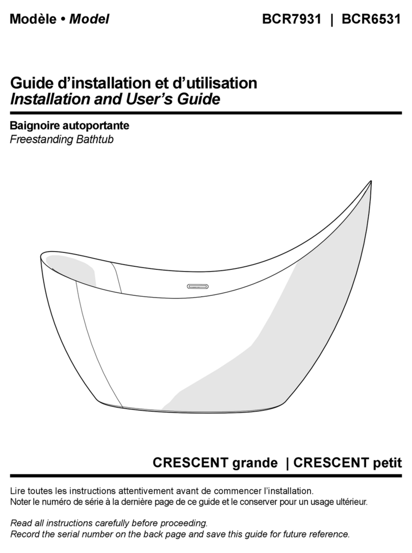 Fleurco Aria CRESCENT grande BCR7931 Installation and user guide