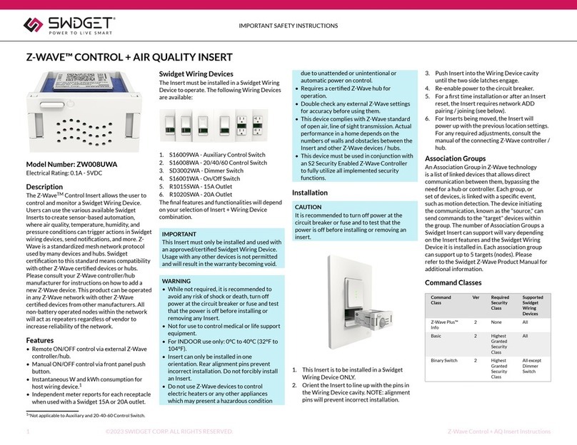 Swidget Z-WAVE ZW008UWA Important safety instructions