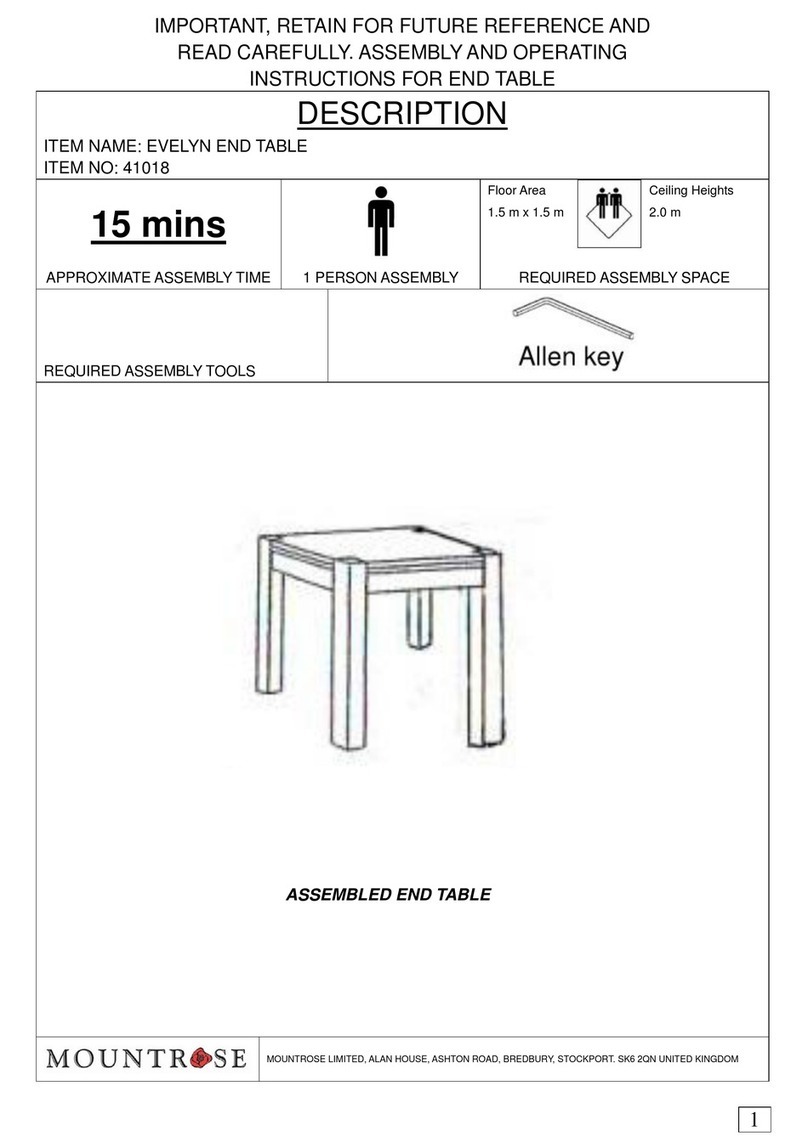 Mountrose EVELYN END TABLE 41018 Assembly and operating instructions Mountrose EVELYN END TABLE 41018 Assembly and operating instructions