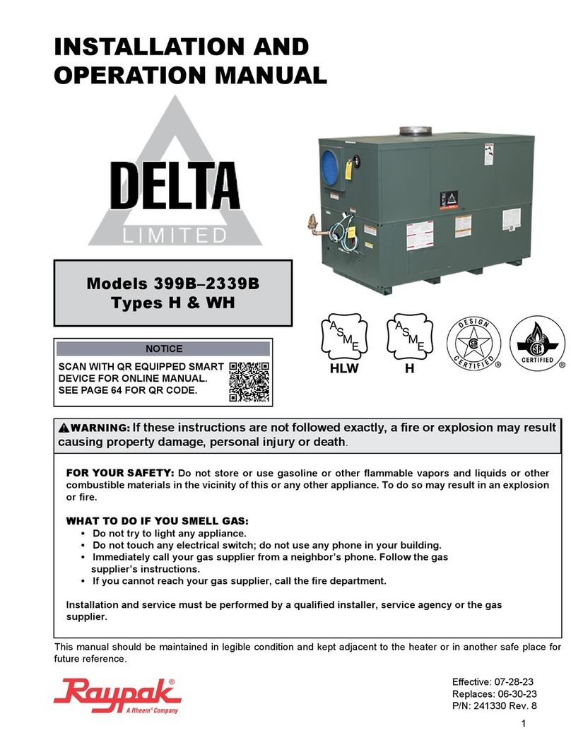 Rheem Raypak Delta Limited 399B User manual