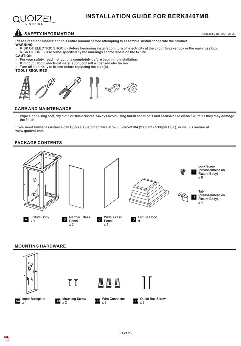 Quoizel BERK8407MB User manual Quoizel BERK8407MB User manual