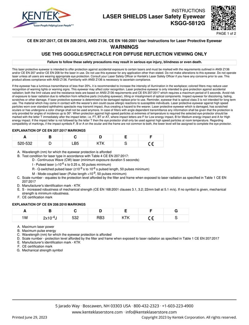 Kentek LASER SHIELDS instructions Kentek LASER SHIELDS instructions