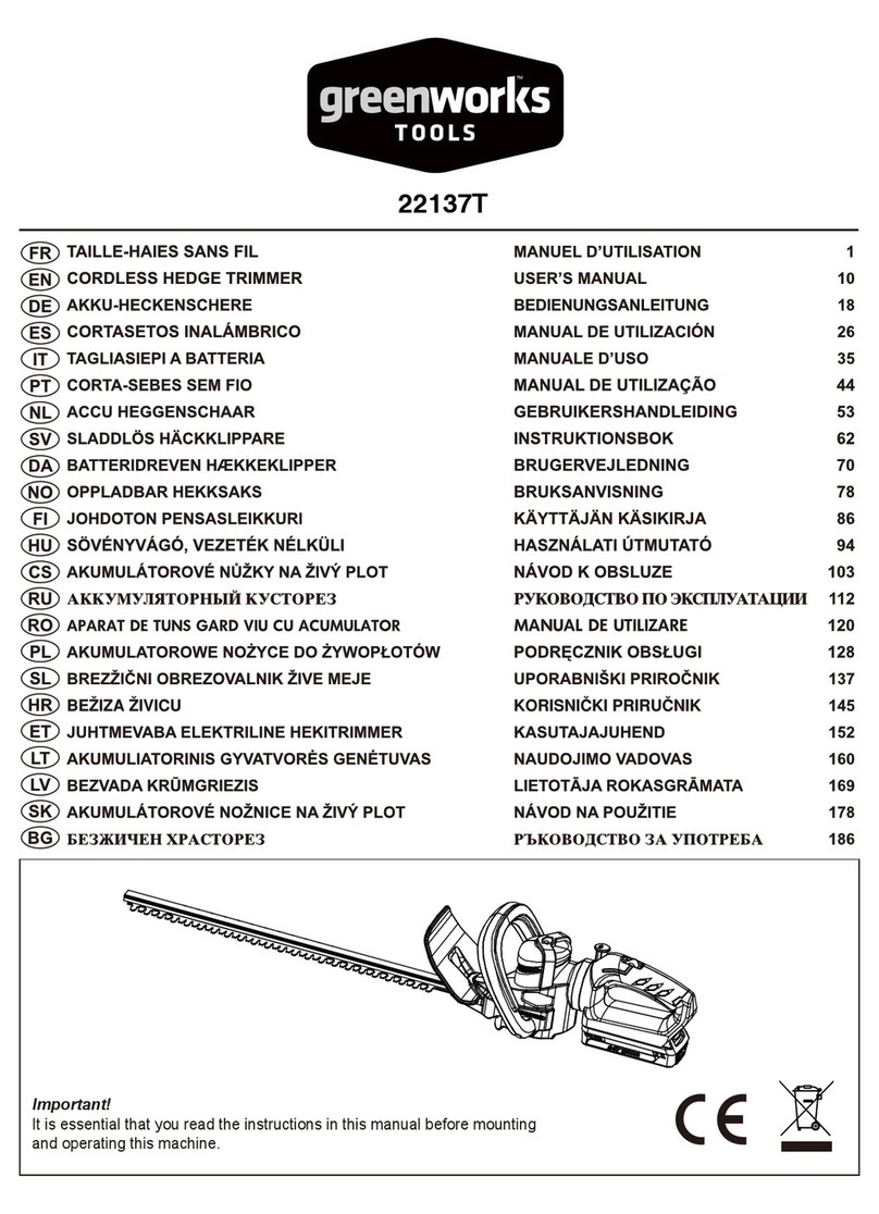 GreenWorks Tools 22137T quick start guide