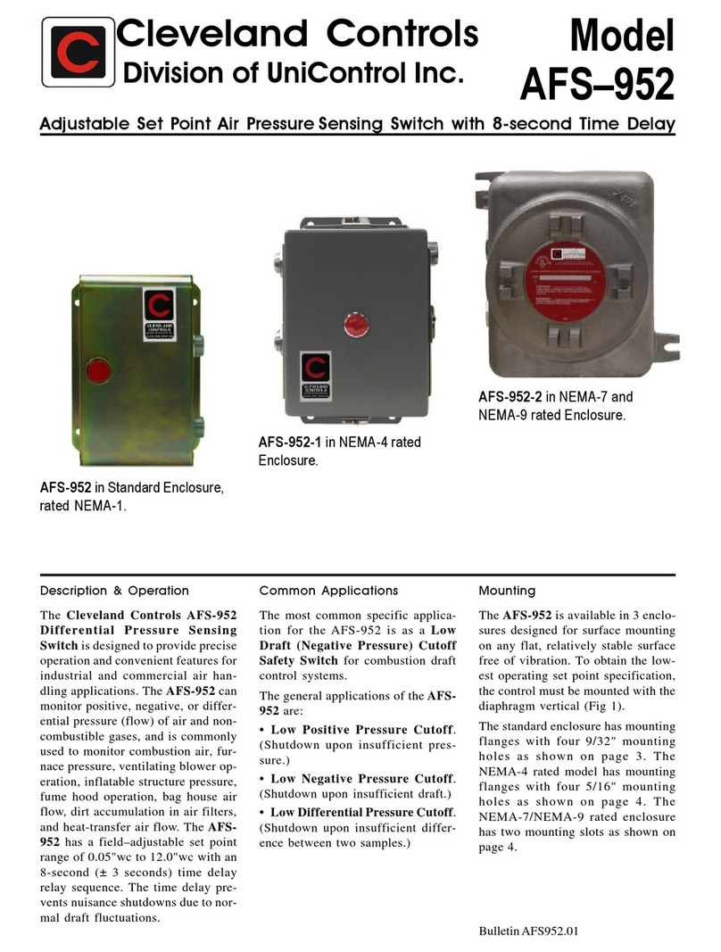 UniControl Cleveland Controls AFS-952 quick start guide