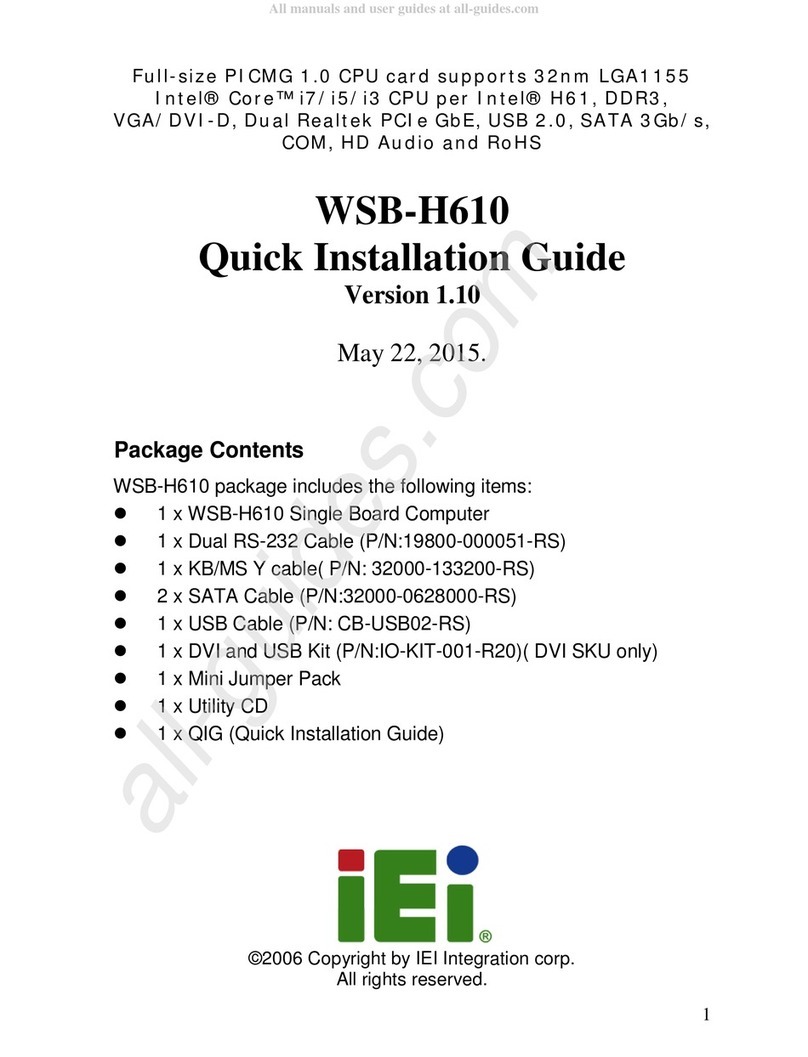 IEI Technology WSB-H610 Quick installation guide IEI Technology WSB-H610 Quick installation guide