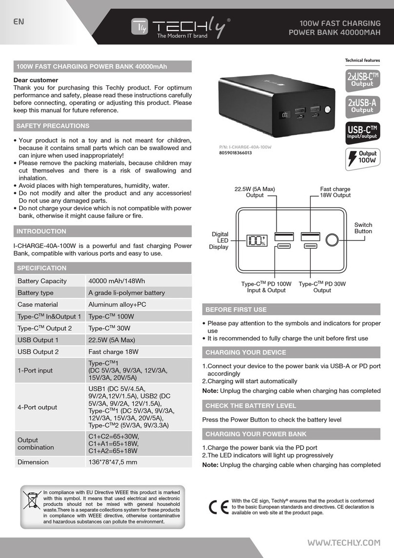 Techly I-CHARGE-40A-100W manual