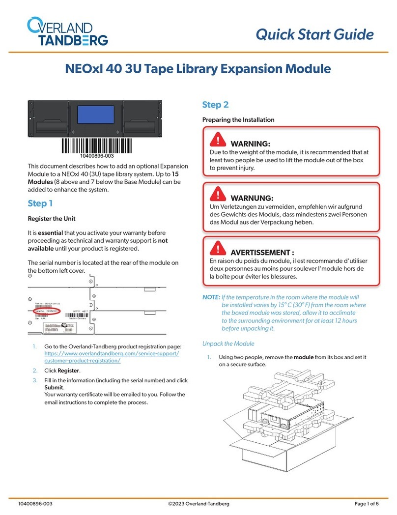 Overland Tandberg NEOxl 40 quick start guide