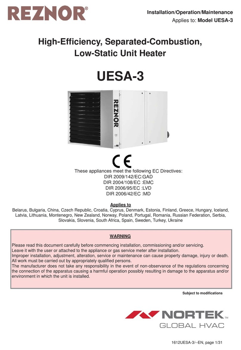Nortek Global Reznor UESA-3 Installation operation & maintenance