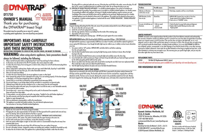 DynaTrap DT1750 owner's manual