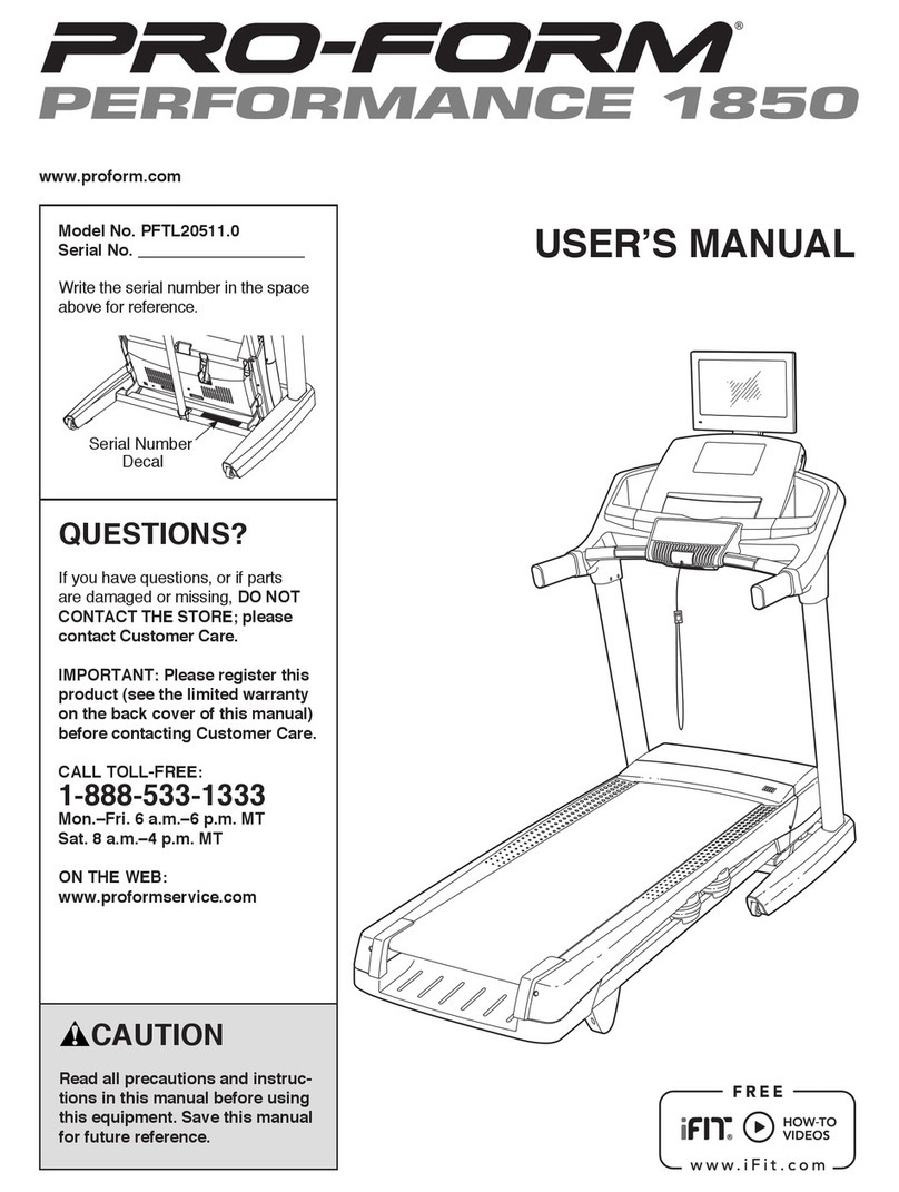 Pro-Form PERFORMANCE 1850 User manual