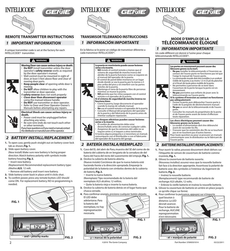 Genie Intellicode GITR-3 User manual